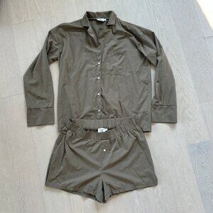 NA-KD x Josefine HJ Boxer Short Button Down Set Beige